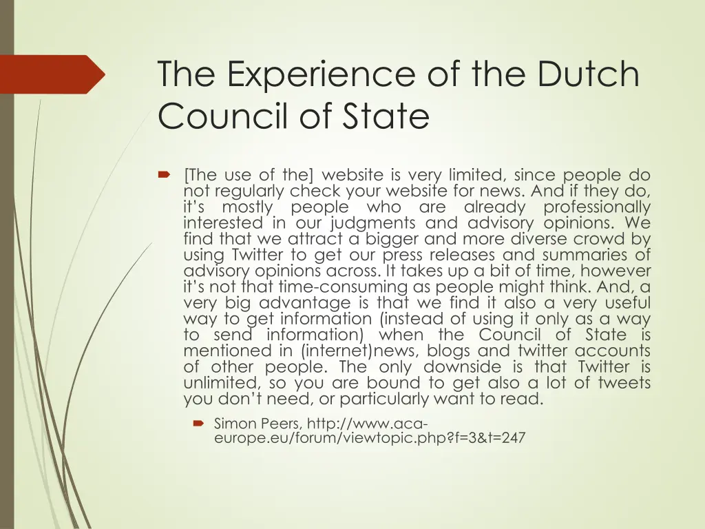 the experience of the dutch council of state