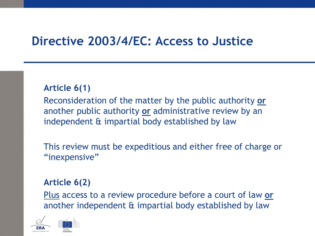 directive 2003 4 ec access to justice