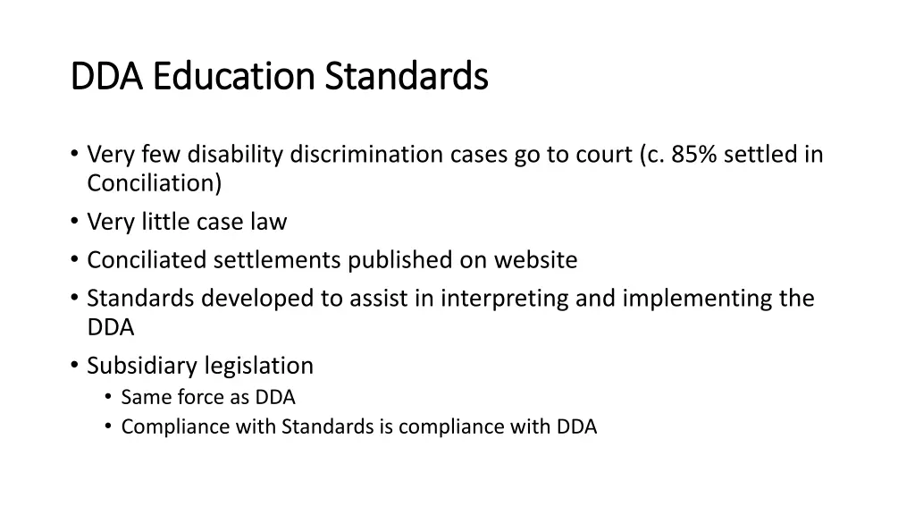 dda education standards dda education standards