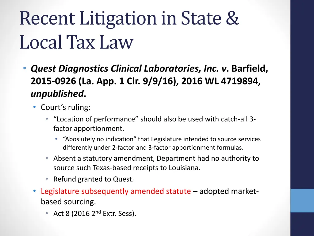 recent litigation in state local tax law 1