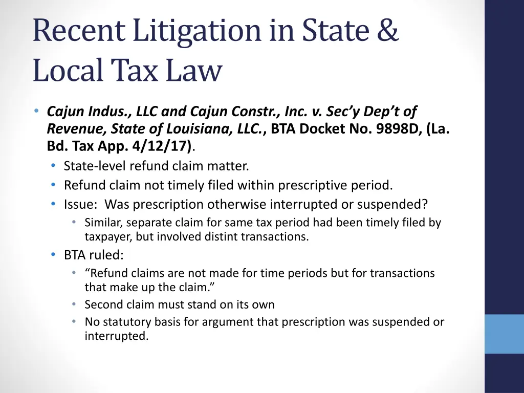 recent litigation in state local tax law 10