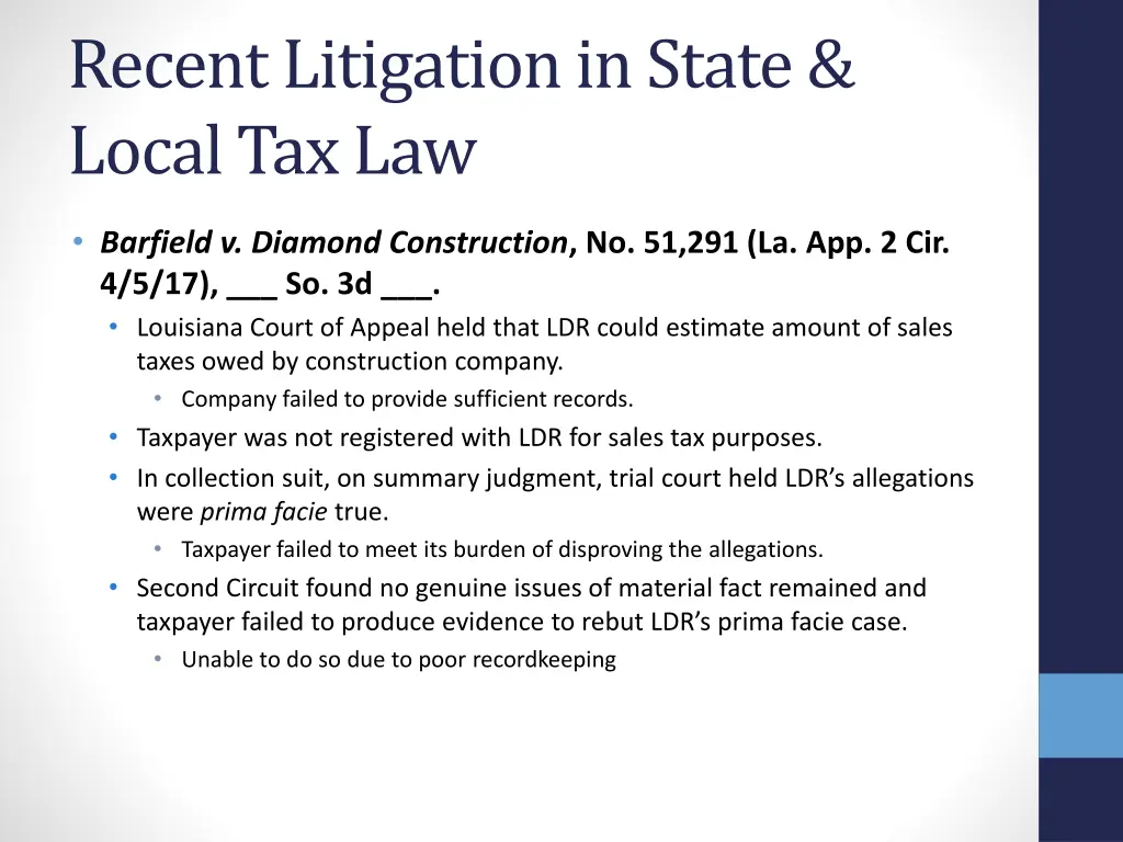 recent litigation in state local tax law 11