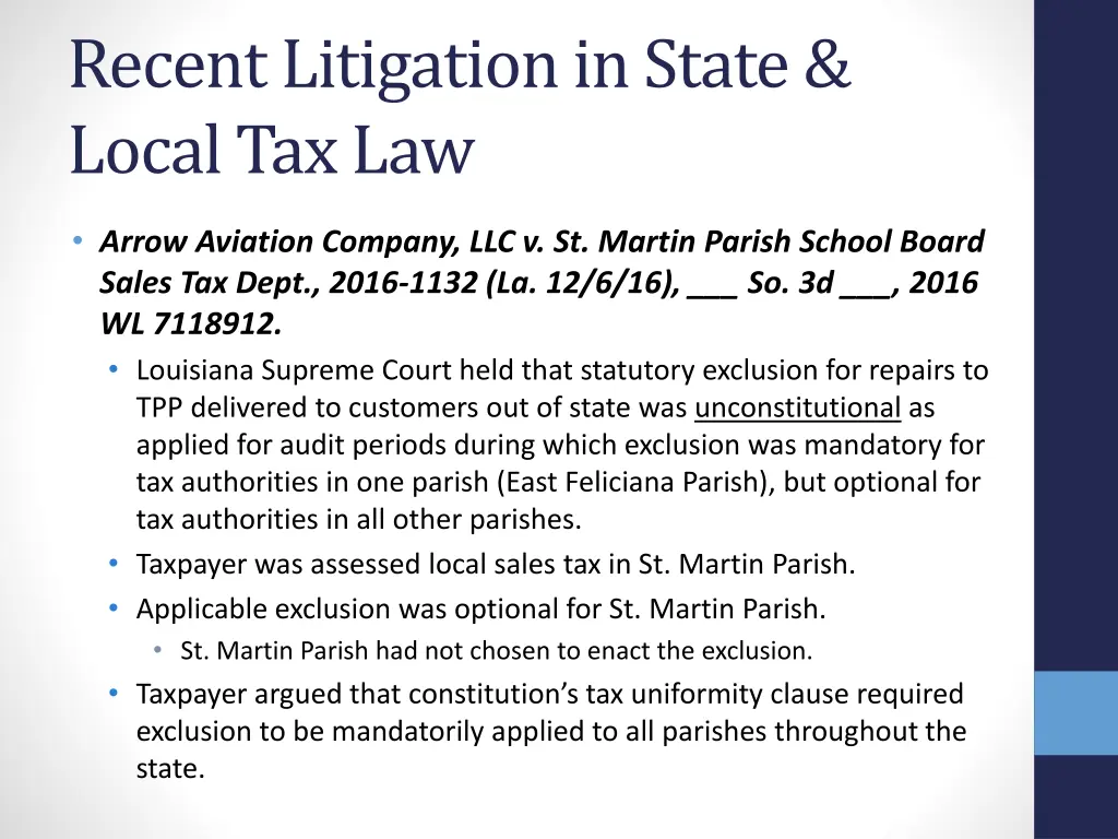 recent litigation in state local tax law 12