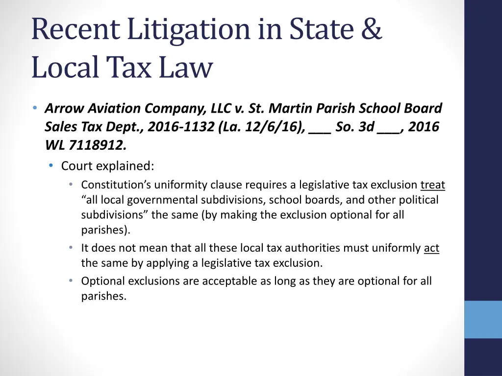 recent litigation in state local tax law 13