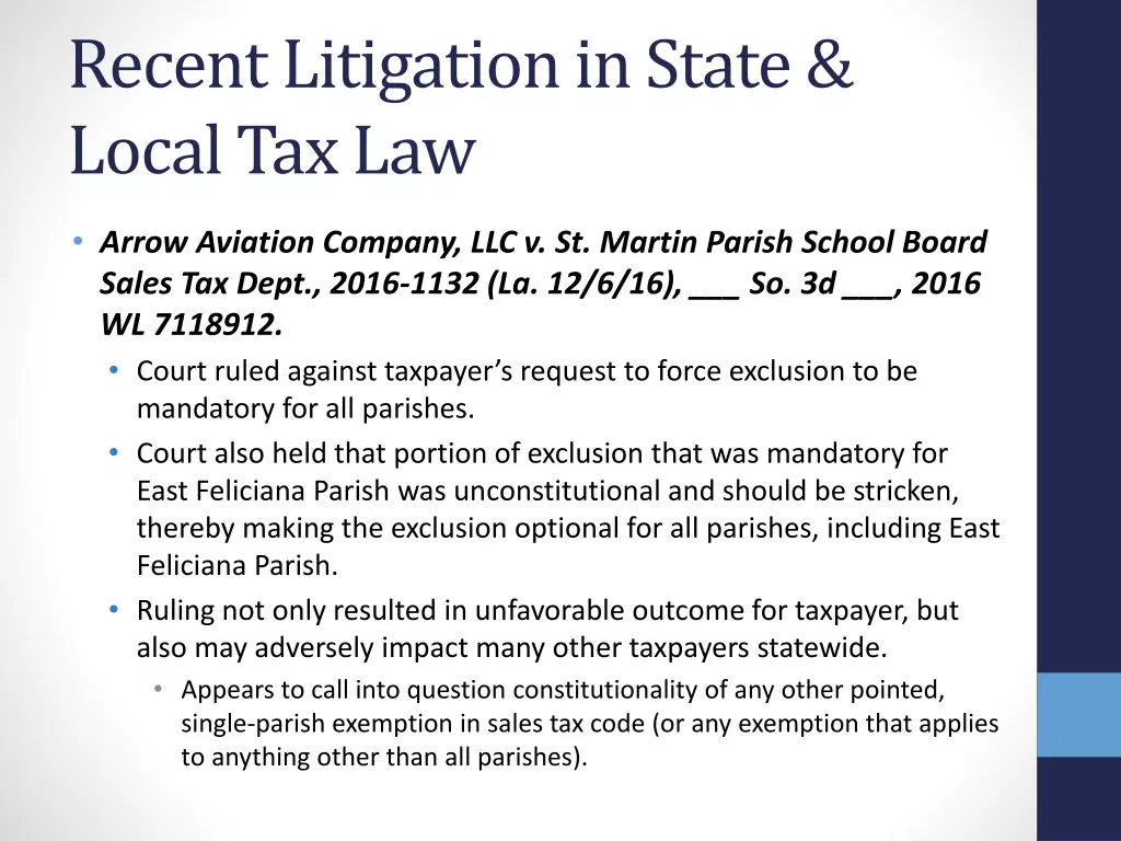 recent litigation in state local tax law 14