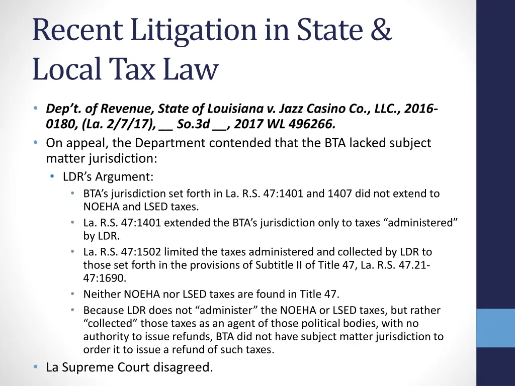 recent litigation in state local tax law 16
