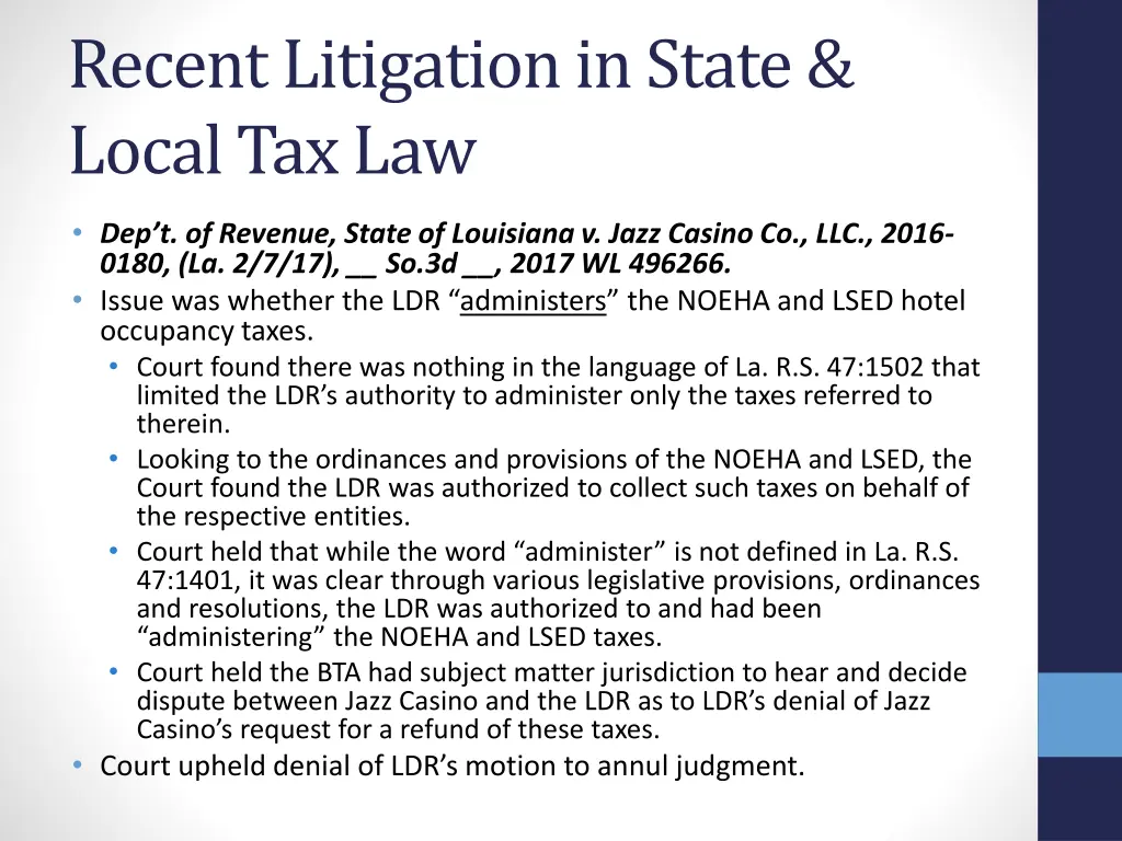recent litigation in state local tax law 17