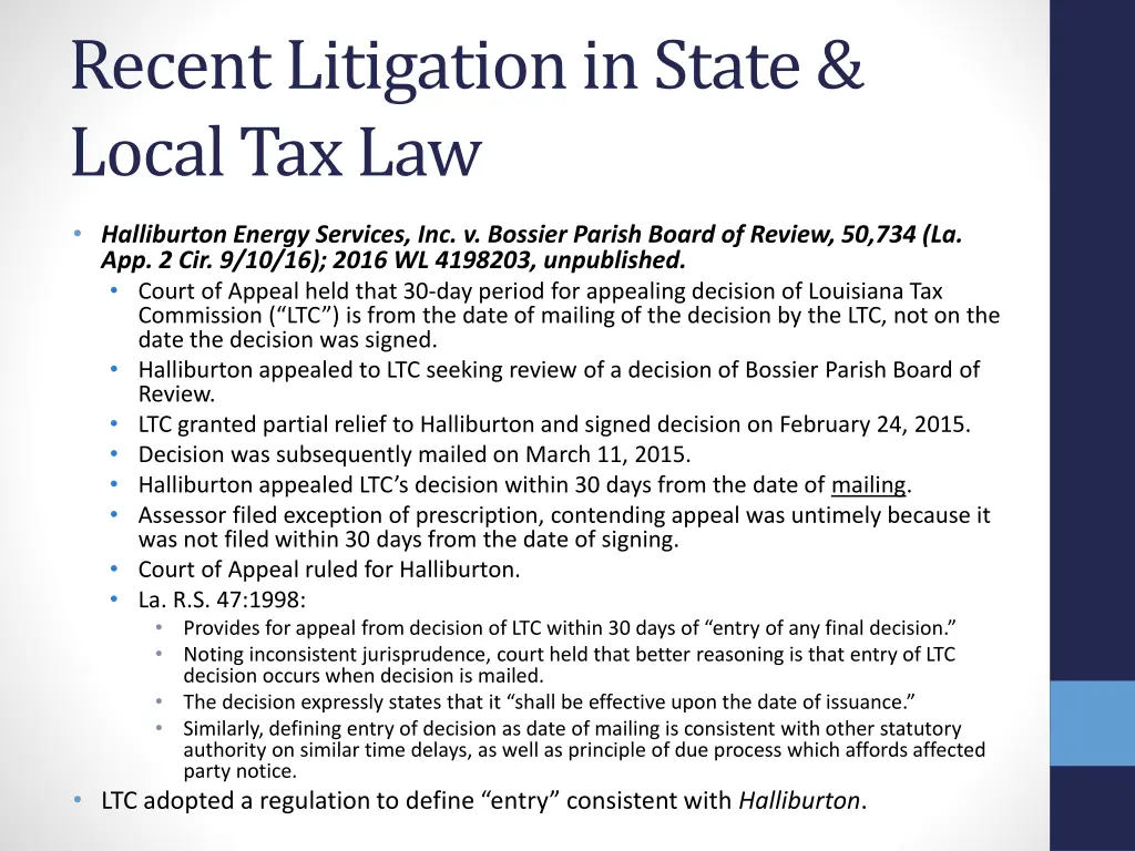 recent litigation in state local tax law 20