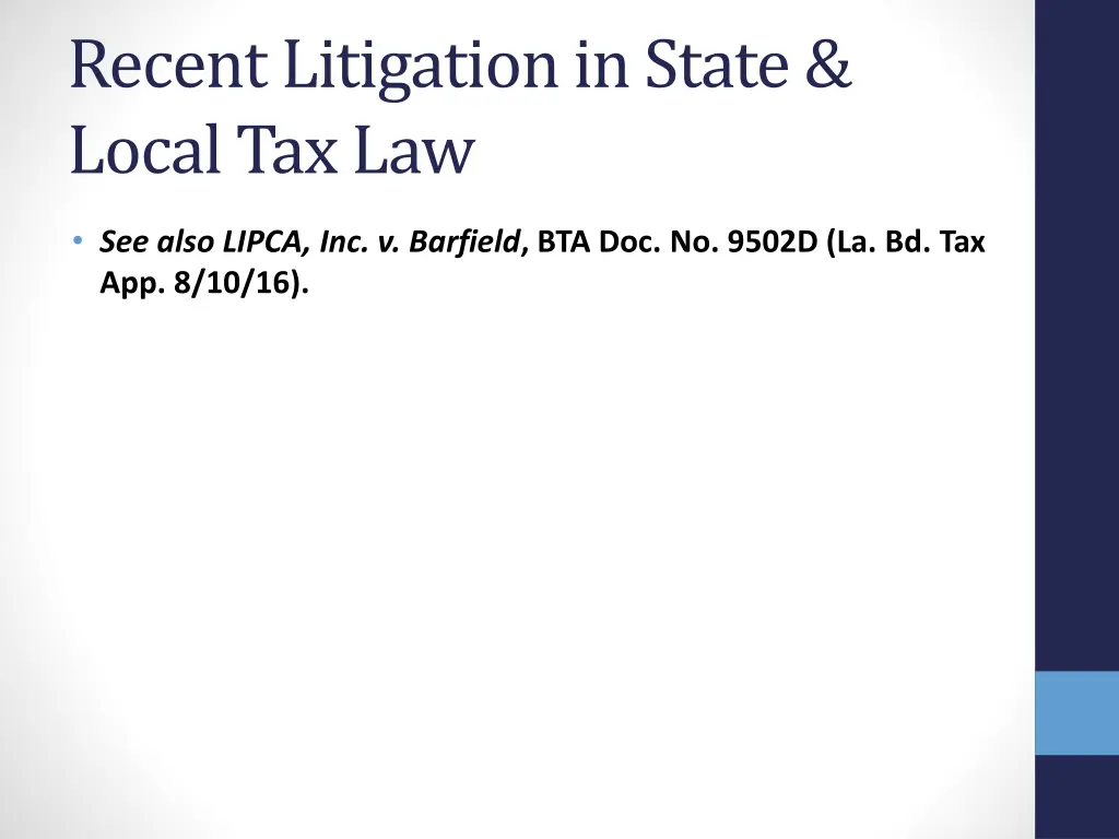 recent litigation in state local tax law 3