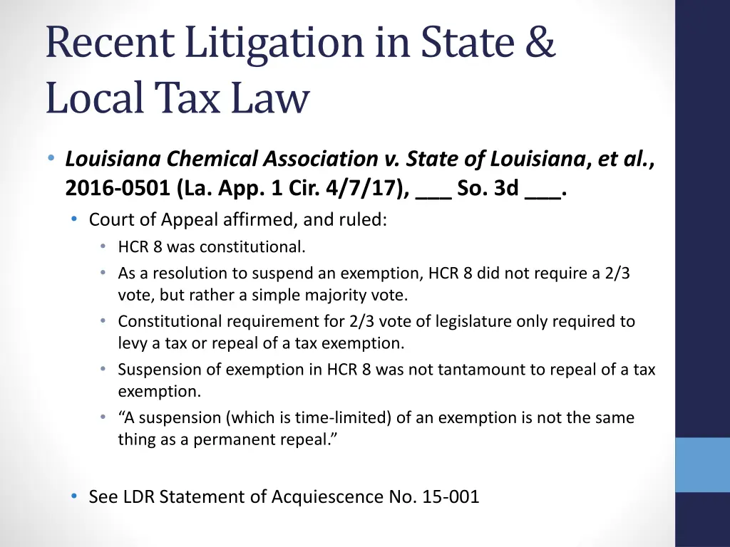 recent litigation in state local tax law 7