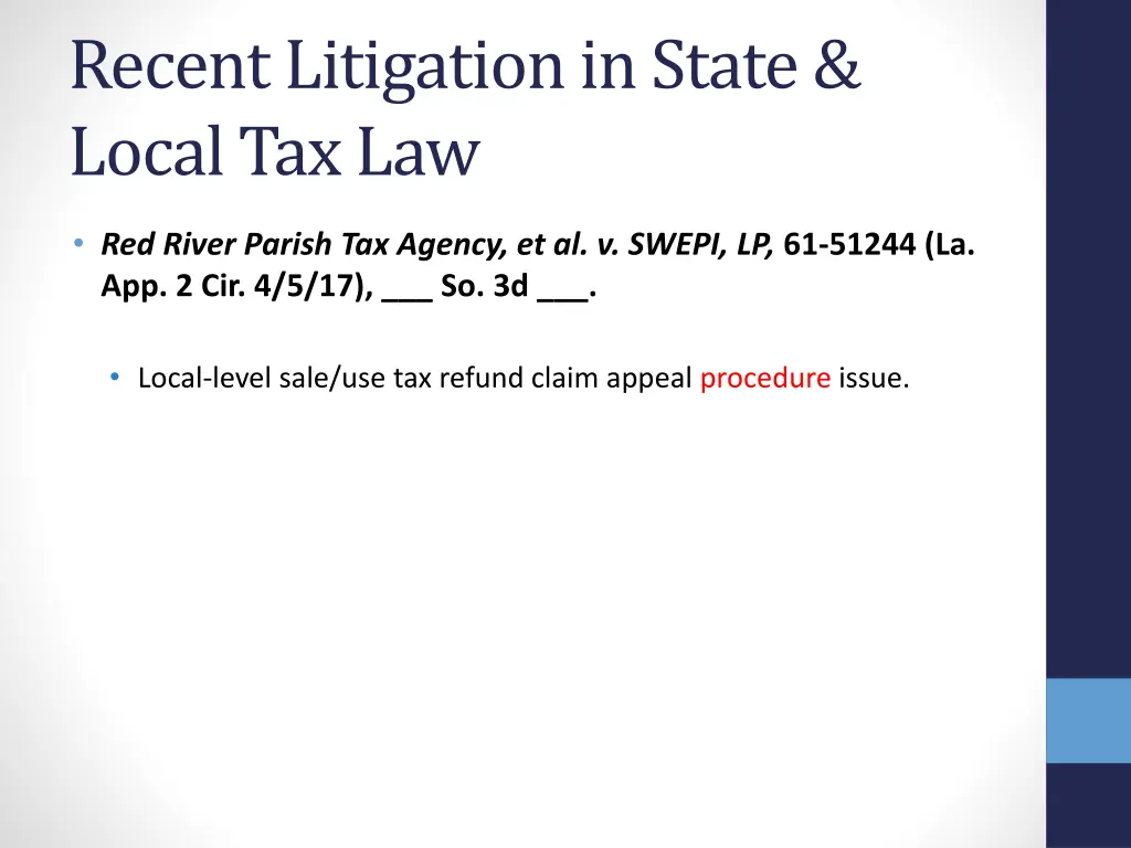 recent litigation in state local tax law 8