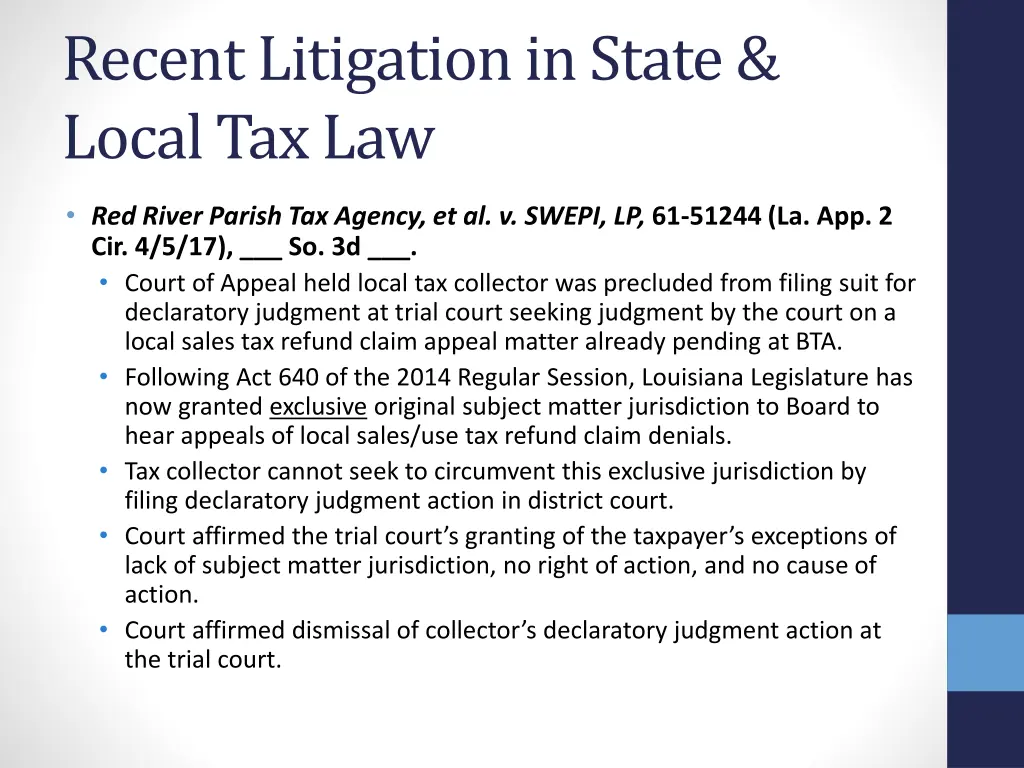 recent litigation in state local tax law 9