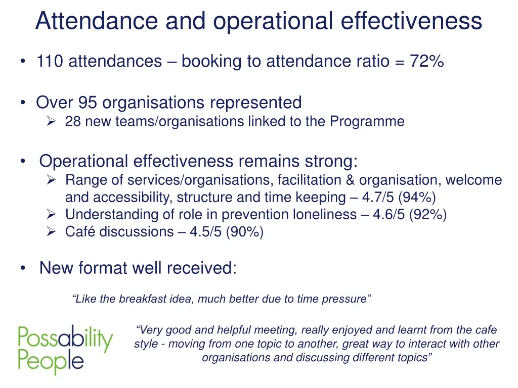 attendance and operational effectiveness