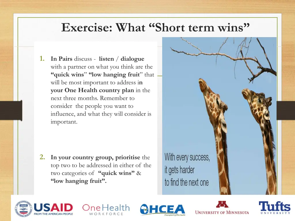 exercise what short term wins