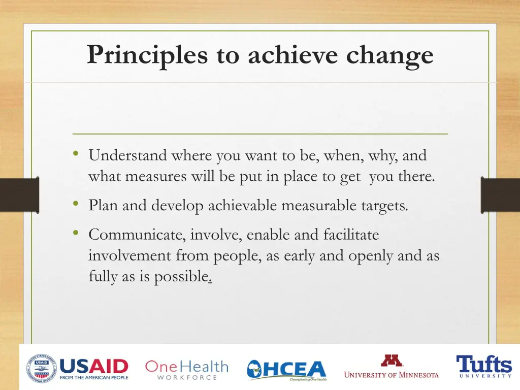 principles to achieve change