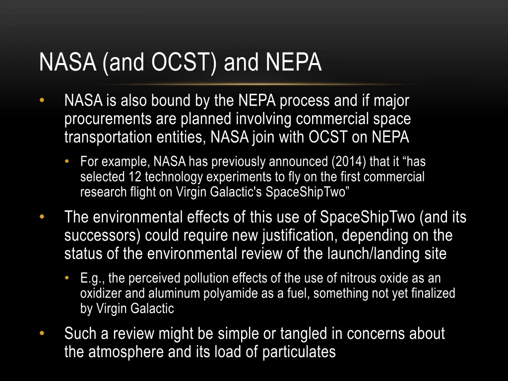 nasa and ocst and nepa