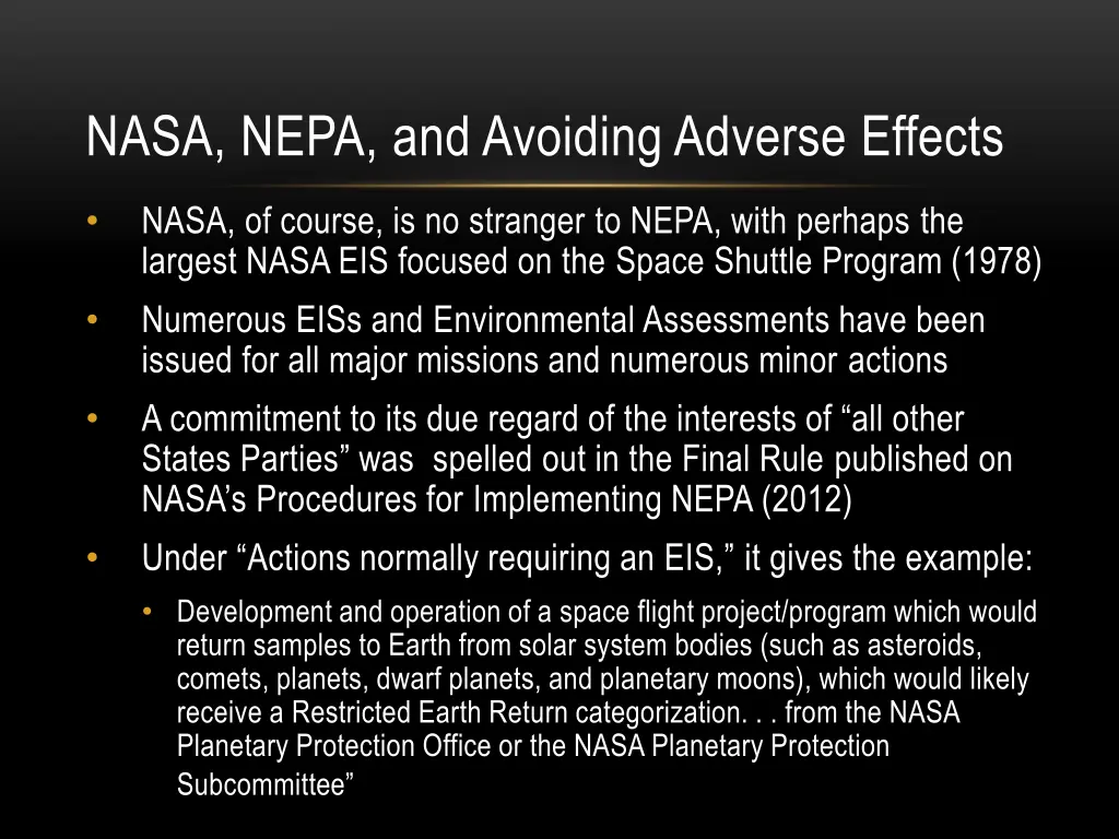nasa nepa and avoiding adverse effects