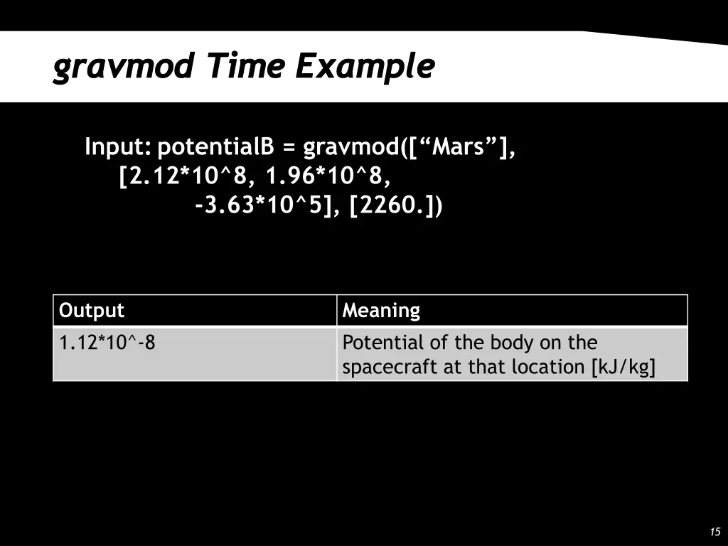 gravmod time example 1