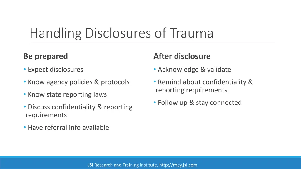 handling disclosures of trauma