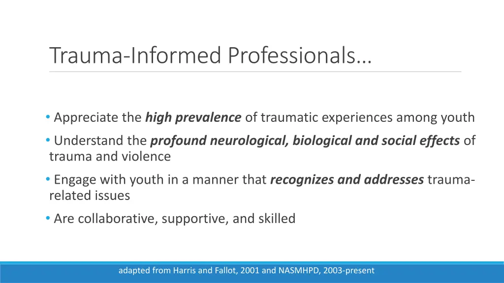trauma informed professionals