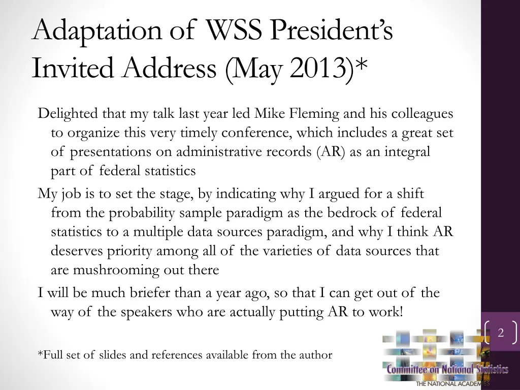 adaptation of wss president s invited address