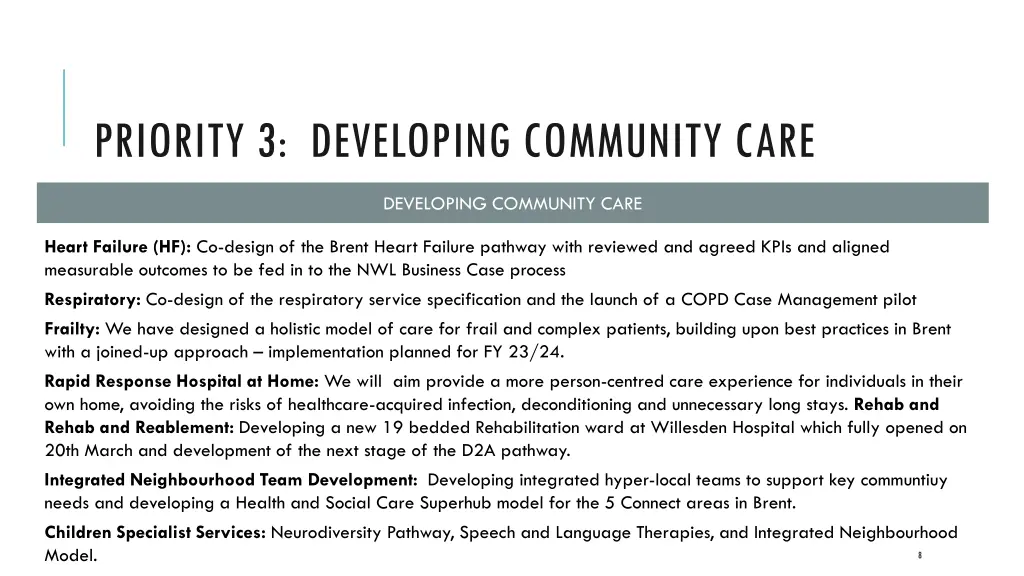 priority 3 developing community care