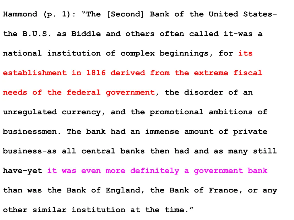 hammond p 1 the second bank of the united states