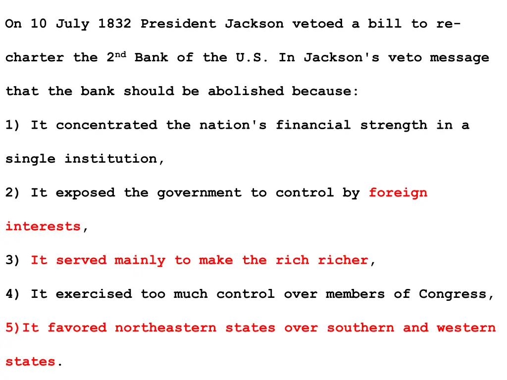 on 10 july 1832 president jackson vetoed a bill