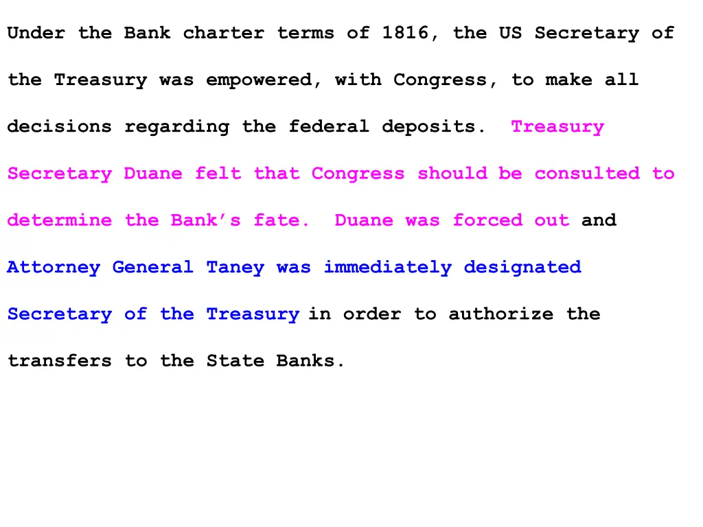 under the bank charter terms of 1816