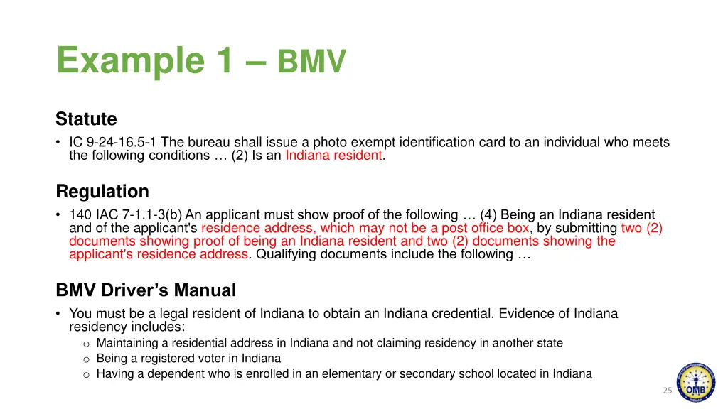 example 1 bmv