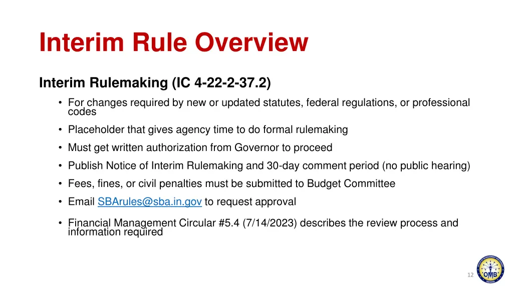 interim rule overview