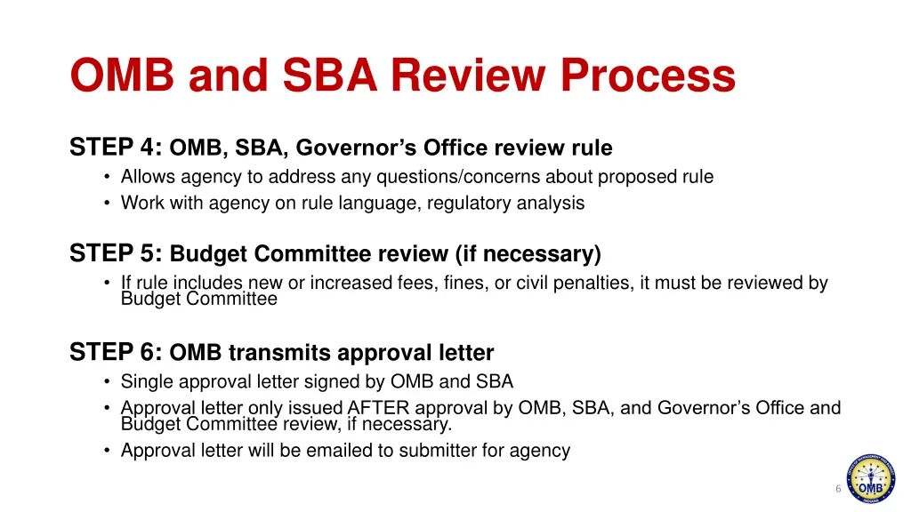 omb and sba review process 1