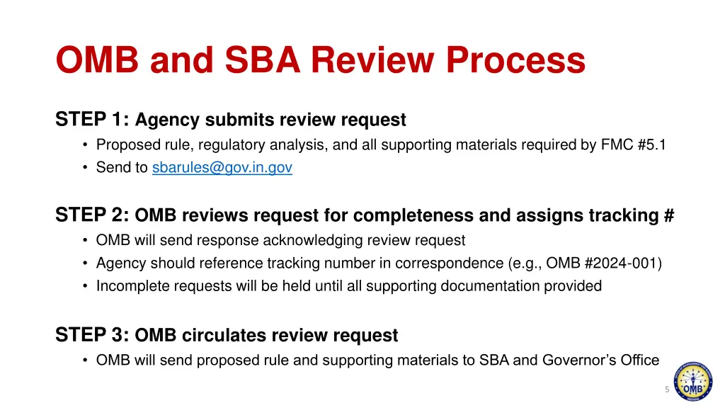 omb and sba review process