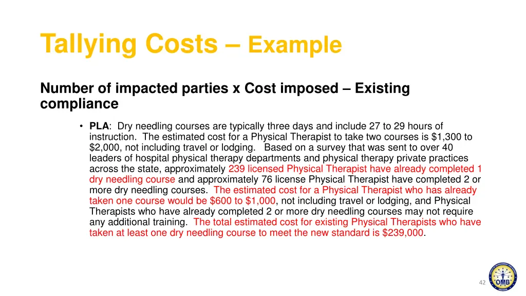 tallying costs example