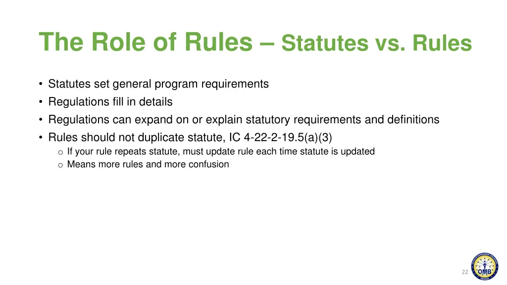 the role of rules statutes vs rules