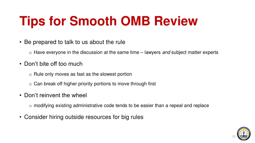 tips for smooth omb review