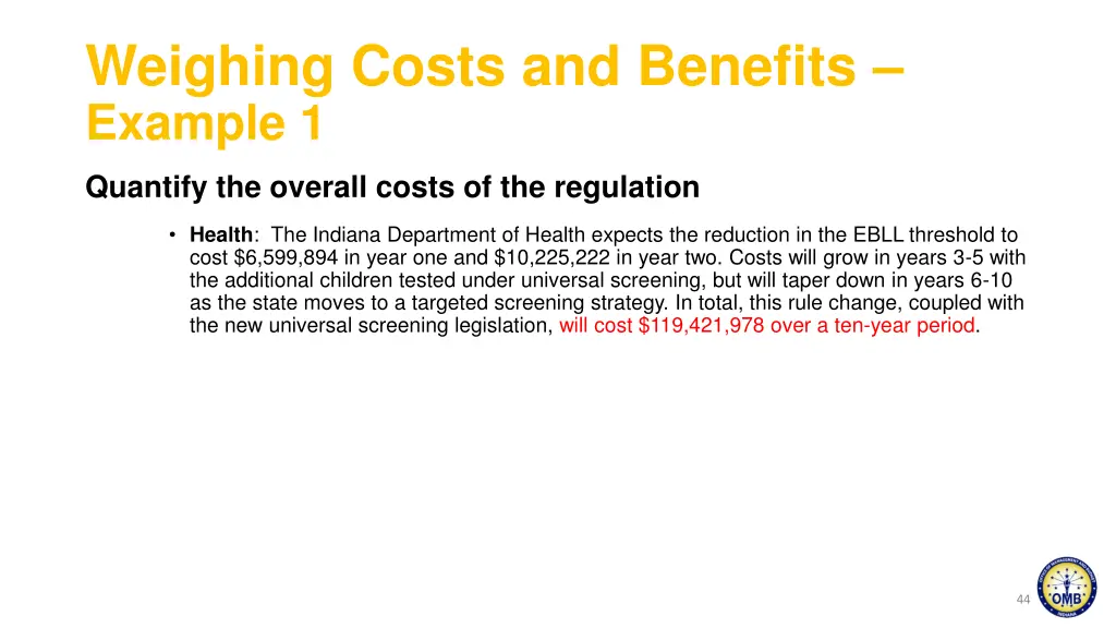 weighing costs and benefits example 1 1