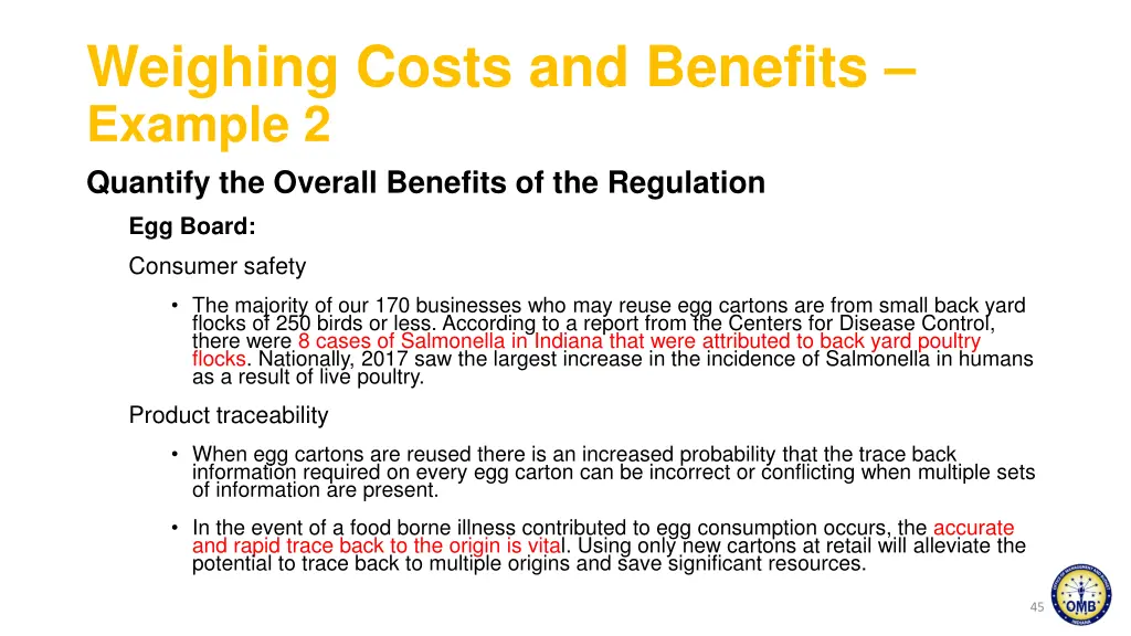 weighing costs and benefits example 2 quantify