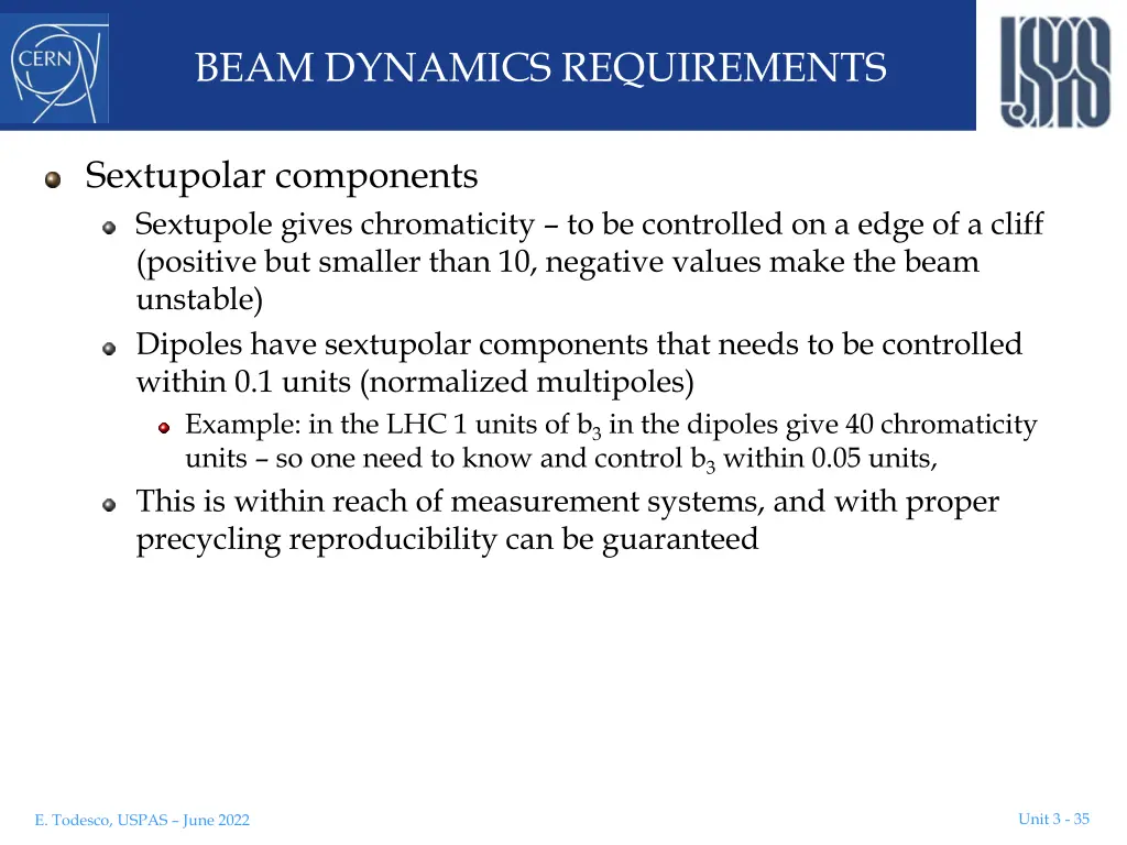 beam dynamics requirements 2