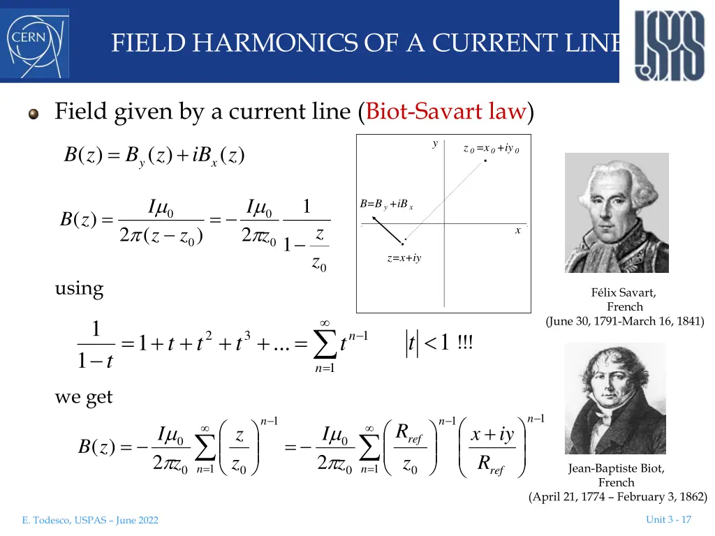 field harmonics of a current line