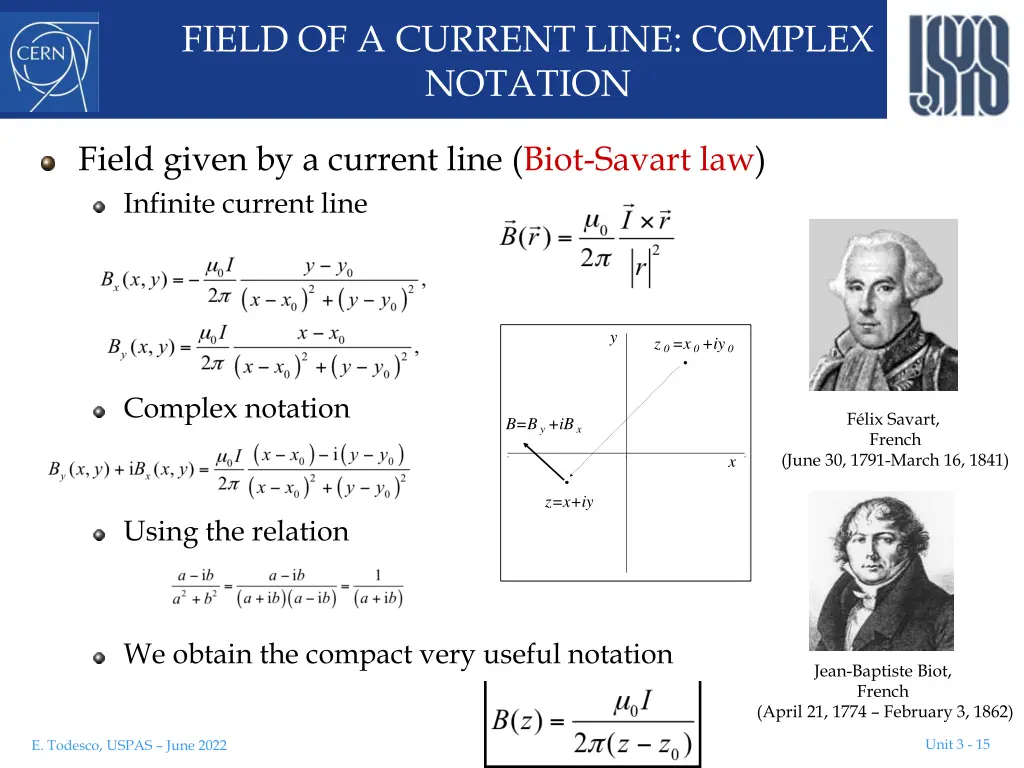 field of a current line complex notation