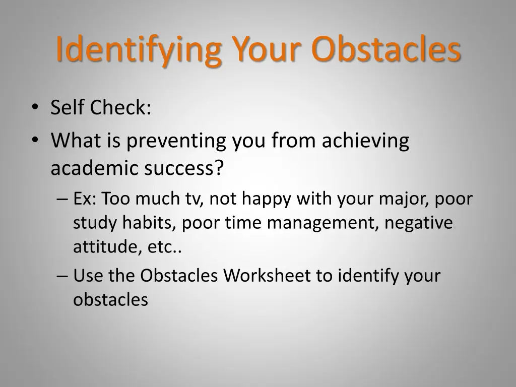 identifying your obstacles