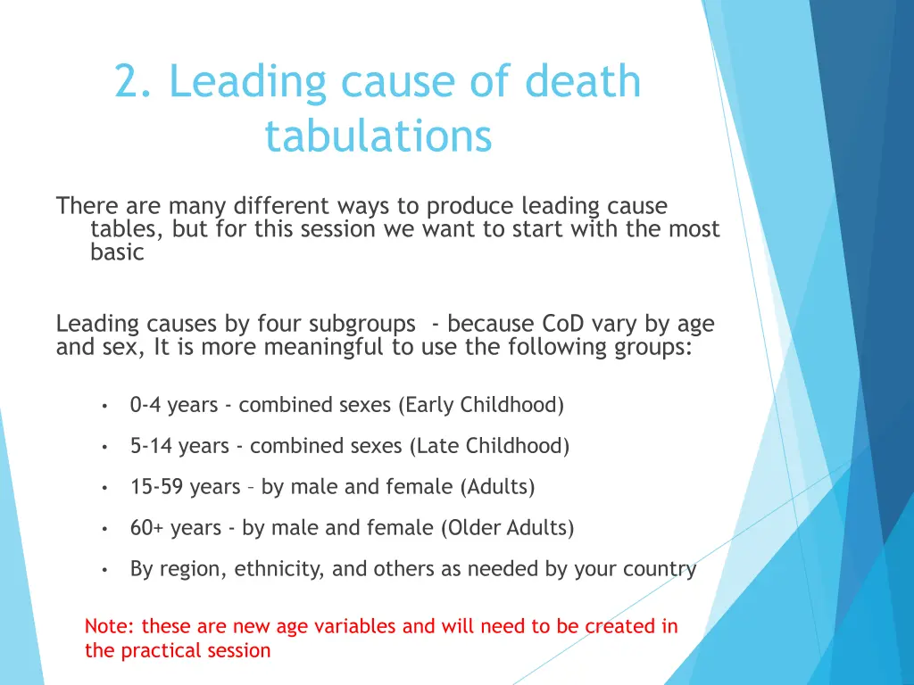 2 leading cause of death tabulations