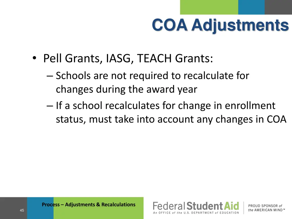 coa adjustments