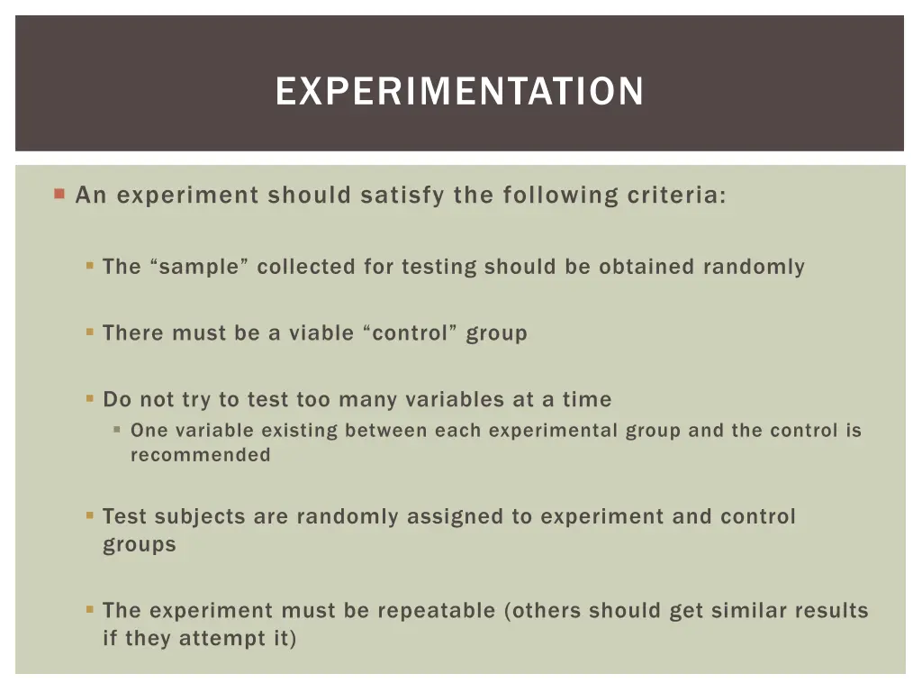 experimentation