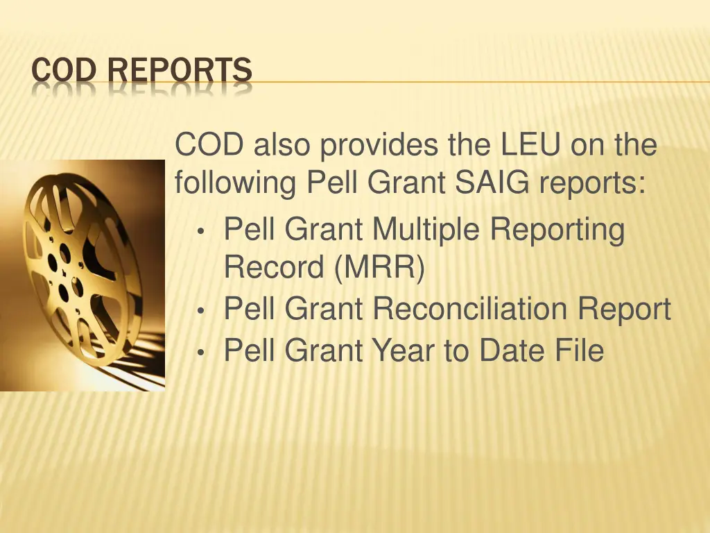 cod reports