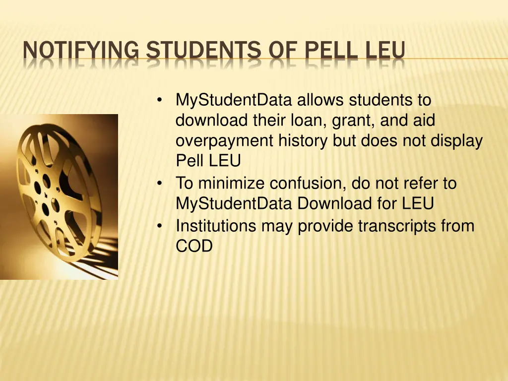 notifying students of pell leu 1