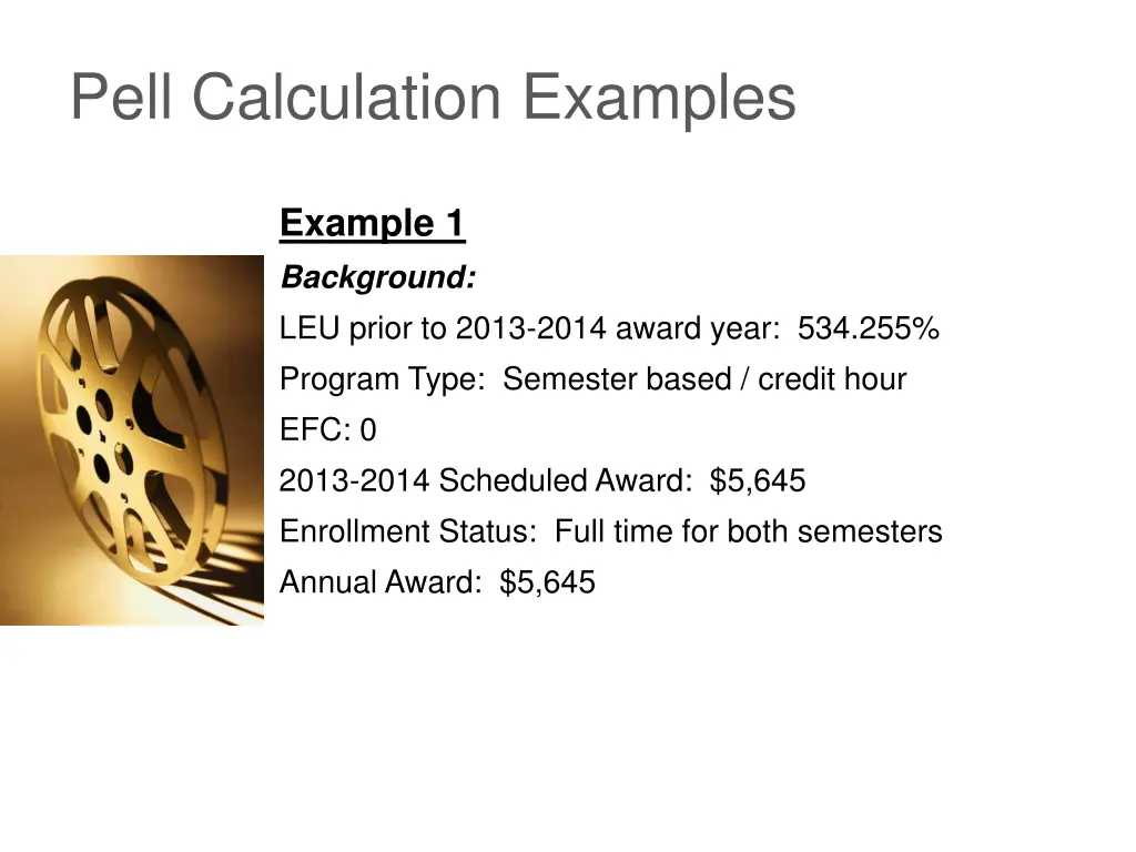 pell calculation examples
