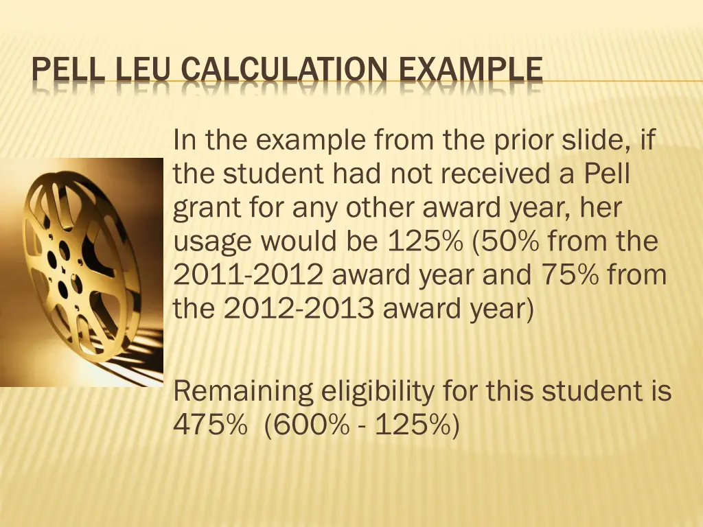 pell leu calculation example 1