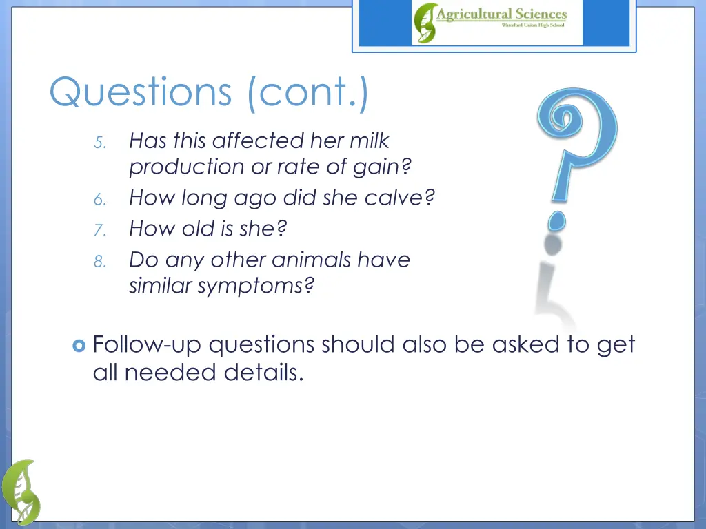 questions cont